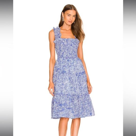 Amanda Uprichard Adelene Midi Dress in Chalet Size S blue white SW - Picture 8 of 15